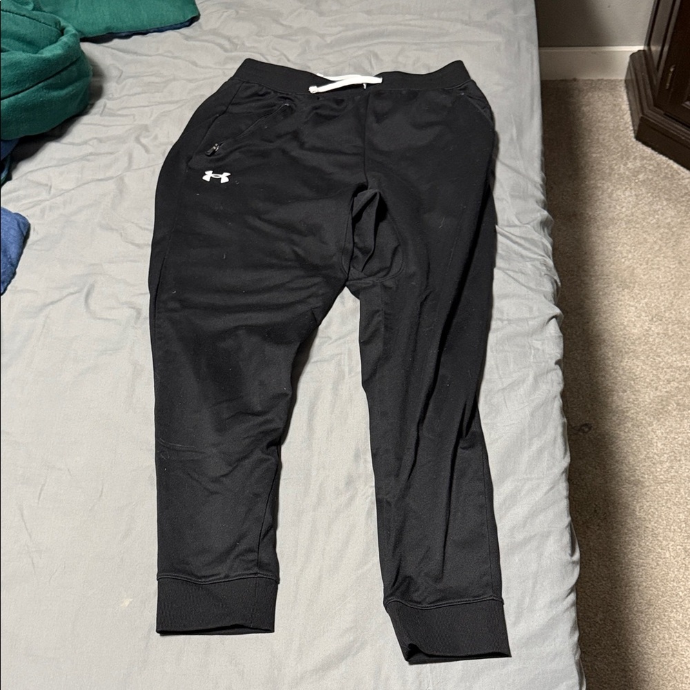 Under Armour Kids Black Sweatpants with White Logo